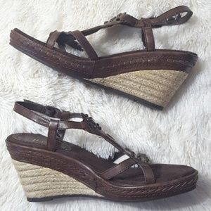 Bass Ciara Leather Espadrille Wedge Sandals
